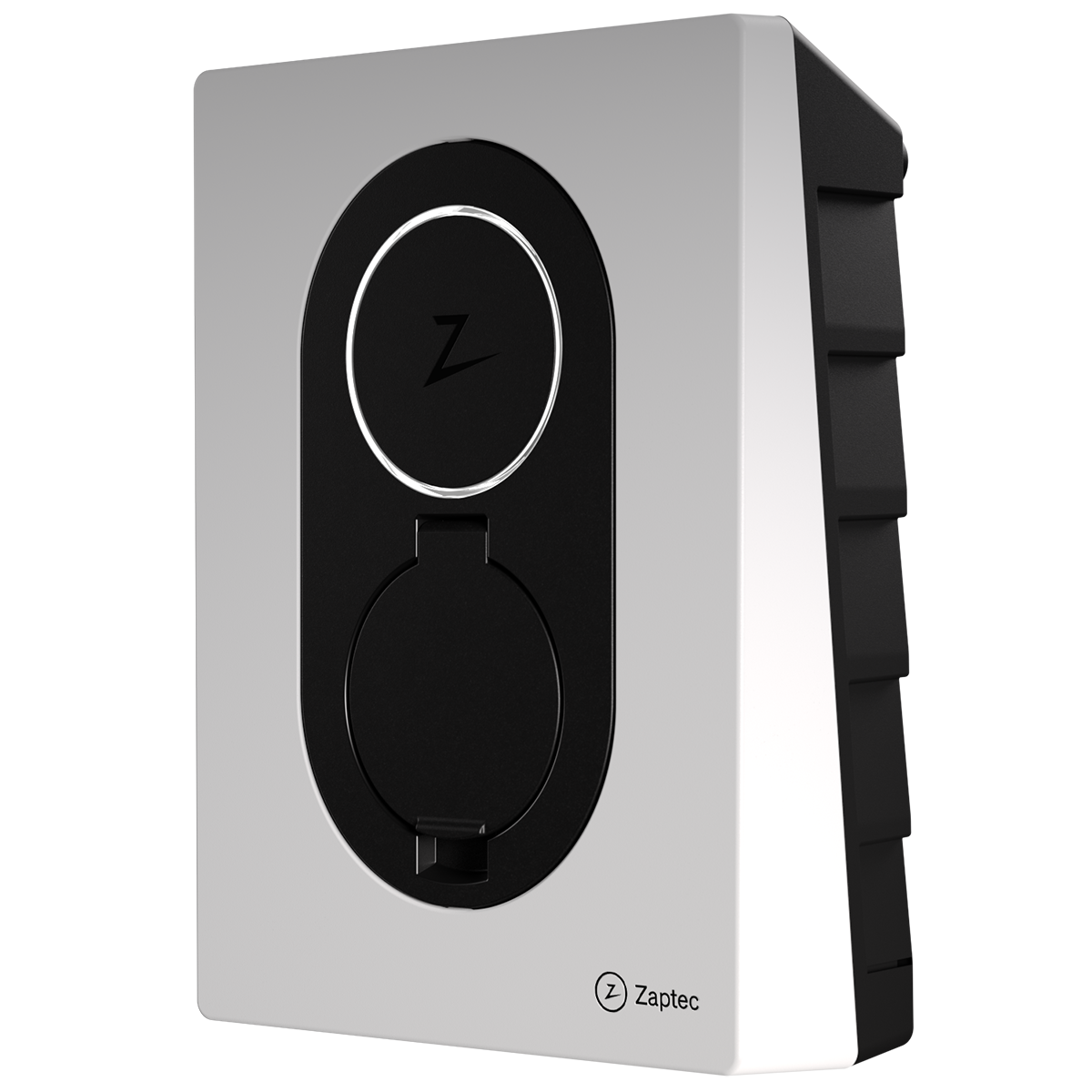 Zaptec Go EV charger – Cloud White, angled view