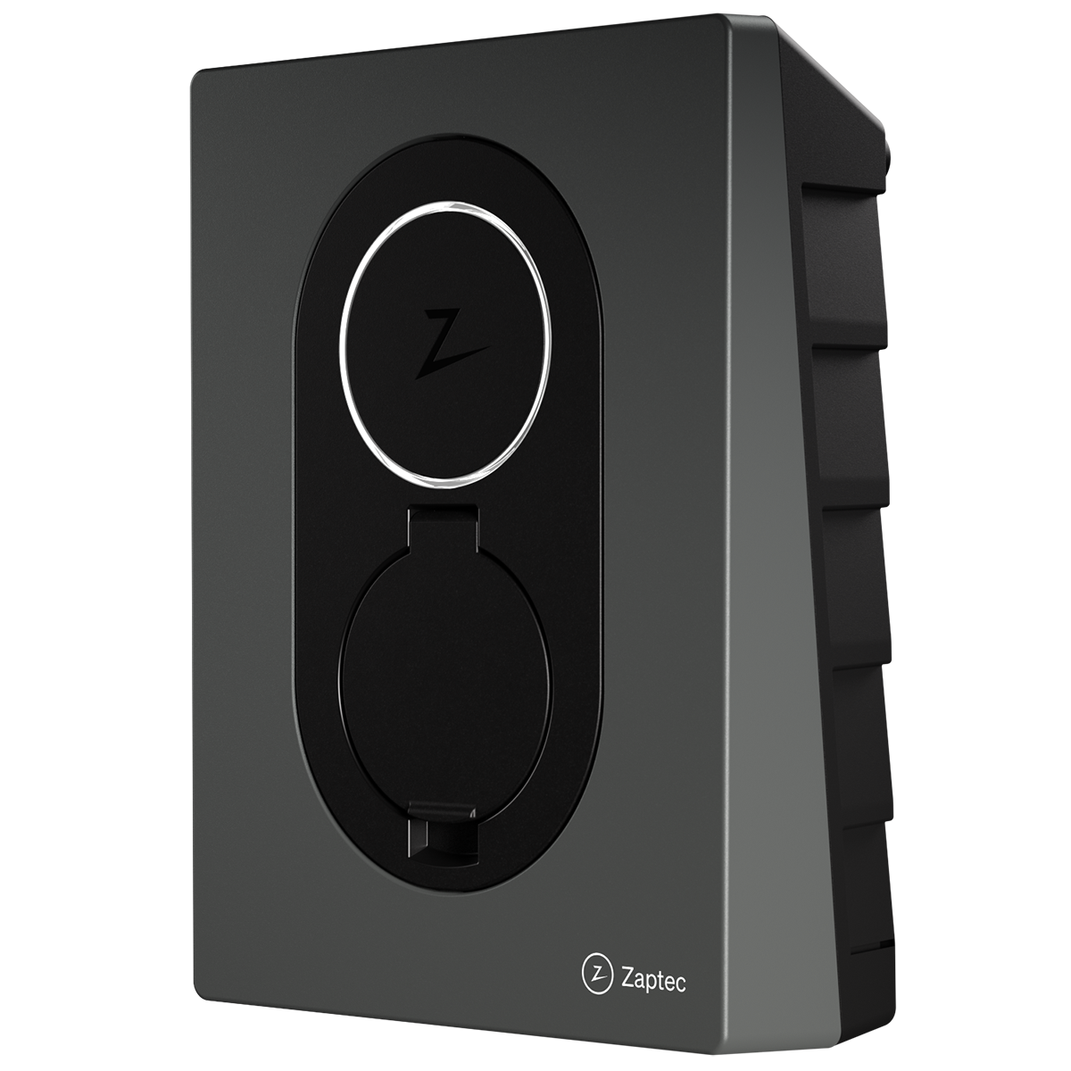 Zaptec Go EV charger – Rock Grey, angled view